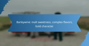 Barleywine: malt sweetness, complex flavors, bold character